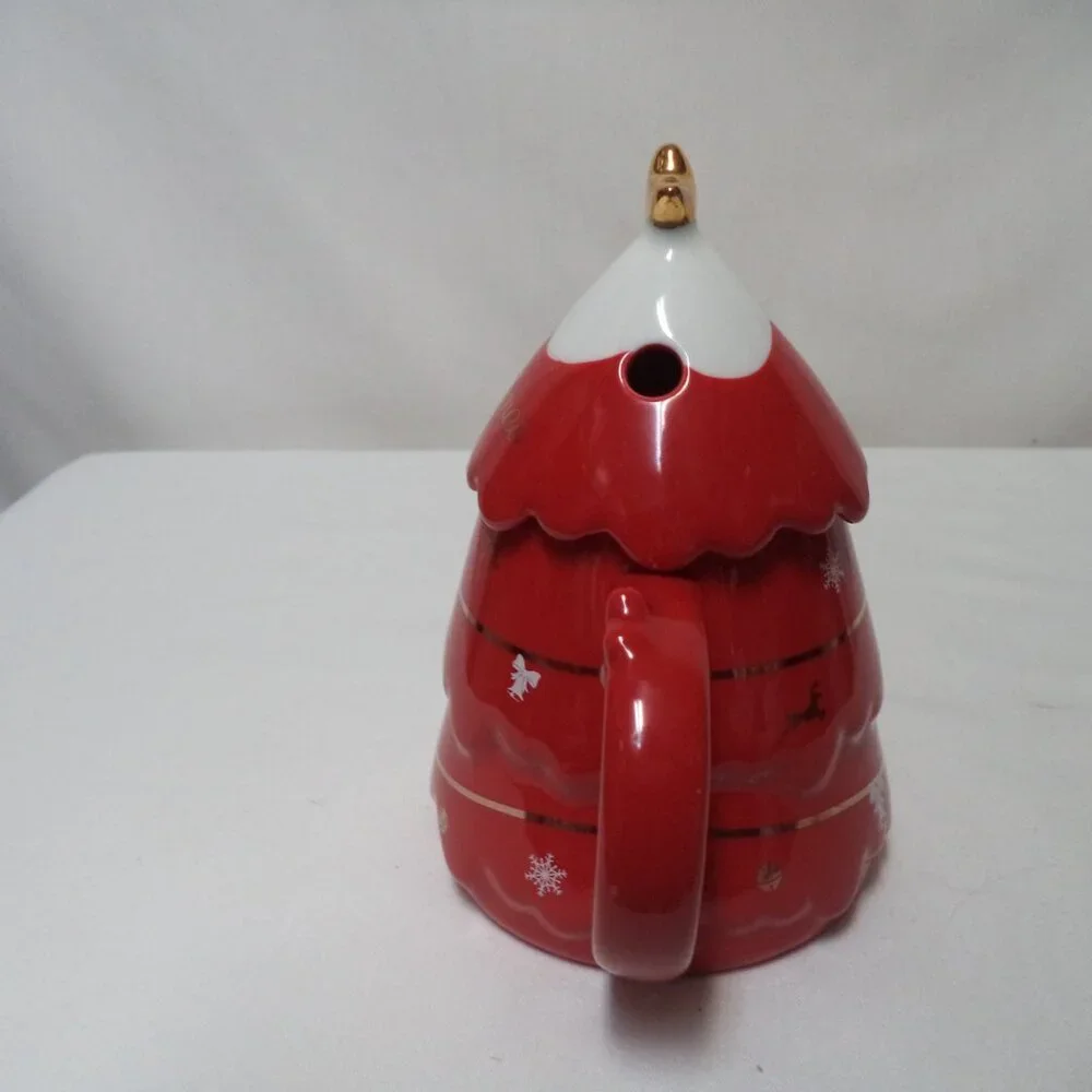 Christmas Tree lidded Mug Cup Snowflakes Stars Reindeer Bells ceramic straw hole